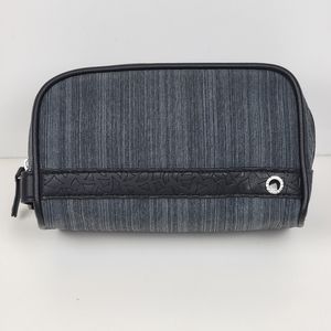 Bvlgari Heathered Navy and Black Embossed Leather Makeup/Travel Bag, NWOT